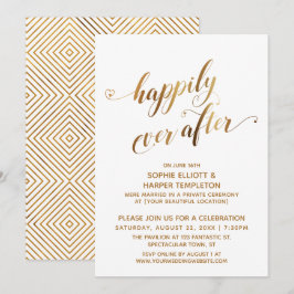 Gouden Happily Ever After Bruiloftsfeest na de Tro Kaart