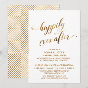 Gouden Happily Ever After Bruiloftsfeest na de Tro Kaart