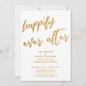 Gouden Happily Ever After Witte Trouwreceptie Kaart (Voorkant)