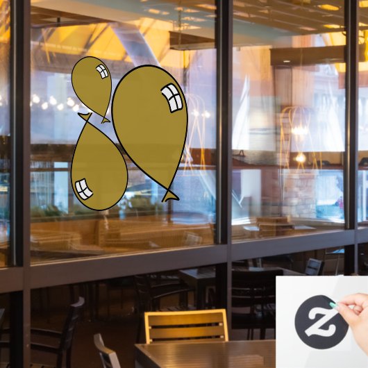 Gouden Happy Balloons Drie Maten Window Cling Raamsticker (Restaurant Raam)