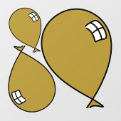 Gouden Happy Balloons Drie Maten Window Cling Raamsticker (Vel)