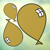 Gouden Happy Balloons Drie Maten Window Cling Raamsticker (Vel 3)