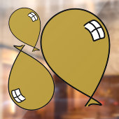 Gouden Happy Balloons Drie Maten Window Cling Raamsticker (Vel 2)