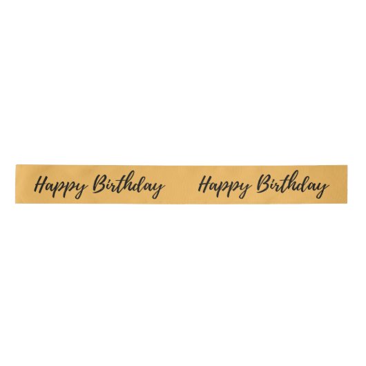 Gouden 'Happy Birthday' Gedrukte Ribbon Roll Satijnen Lint (Voorkant)