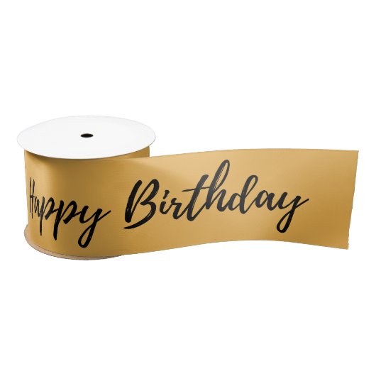 Gouden 'Happy Birthday' Gedrukte Ribbon Roll Satijnen Lint (Spoel)