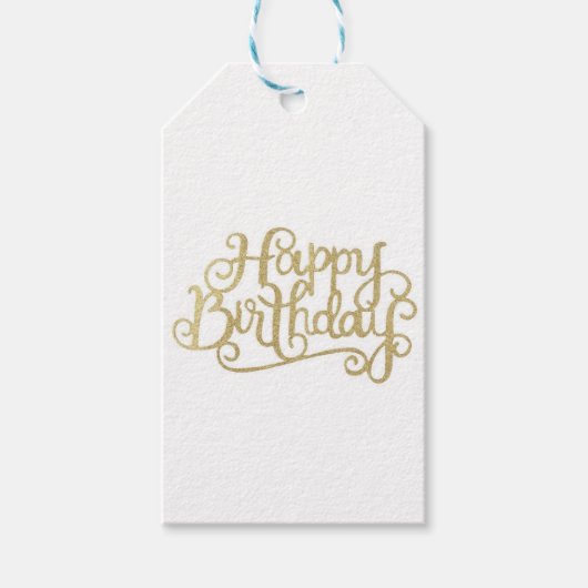 Gouden Happy Birthday Gift Labels Cadeaulabel (Voorkant)