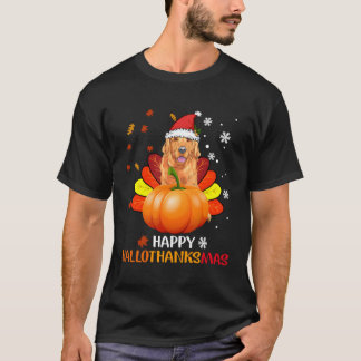 Gouden Happy Hallothanksmas Halloween voor Kerstmi T-shirt