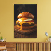 Gouden Harmonie – De Perfecte Gourmet Cheeseburger Canvas Afdruk (Insitu (Woonkamer))