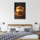 Gouden Harmonie – De Perfecte Gourmet Cheeseburger Canvas Afdruk (Insitu (Slaapkamer))