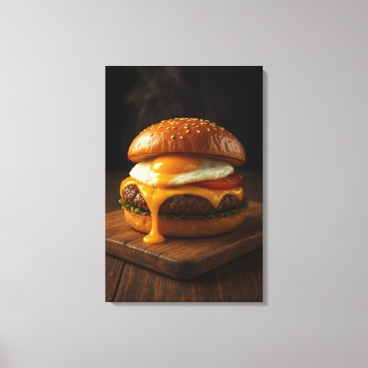Gouden Harmonie – De Perfecte Gourmet Cheeseburger Canvas Afdruk (Voorkant)