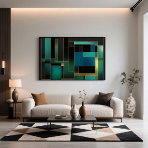 Gouden harmonie in groen en blauw poster