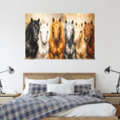 Gouden Harmonie Paarden Paletmes Canvas Print (Insitu (Slaapkamer))