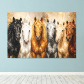 Gouden Harmonie Paarden Paletmes Canvas Print (Insitu (Houten vloer))