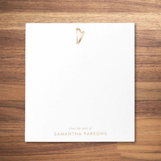 Gouden Harp Eenvoudige Elegante Muziek Leraar Notitieblok