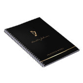 Gouden Harp Elegant Script Eenvoudige Moderne Muzi Notitieboek (Rechterzijde)