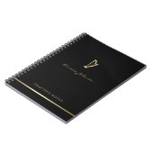Gouden Harp Elegant Script Eenvoudige Moderne Muzi Notitieboek (Linkerzijde)