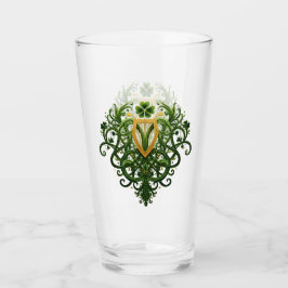 Gouden Harp en Groene Shamrocks Glas