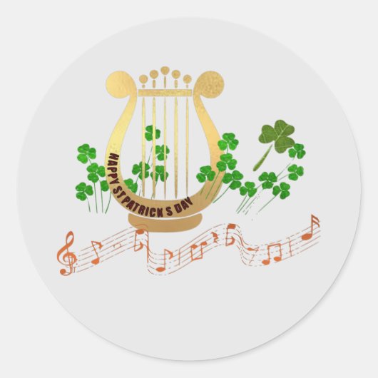 Gouden Harp, St. Patricks Day Sticker (Voorkant)