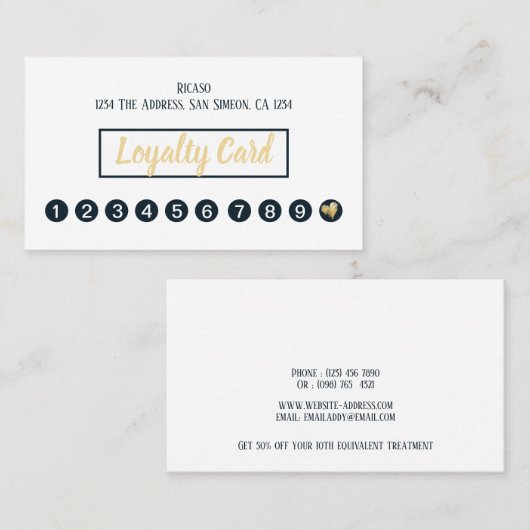 Gouden Hart 10e Afspraak Gepersonaliseerd Klantenkaartje (Voorkant / Achterkant)