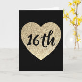 Gouden hart 16e verjaardagskaart kaart (Gele Bloem)