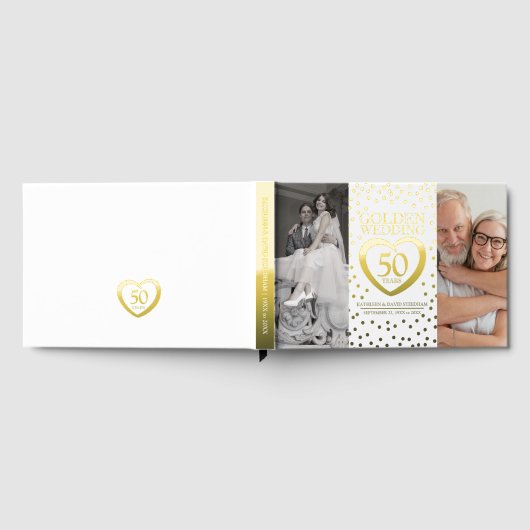 Gouden hart 50ste huwelijksverjaardag foto's wit gastenboek (Volledig)