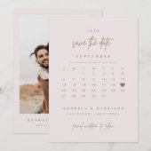 Gouden Hart Bewaar de datum Kalender Fotokaart Save The Date (Voorkant / Achterkant)