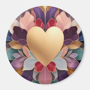 Gouden Hart Bloem Elegante Meerkleurige Bloem Symm Magneet