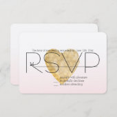 Gouden Hart Blush Roze Ombre RSVP (Voorkant / Achterkant)