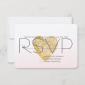 Gouden Hart Blush Roze Ombre RSVP (Voorkant)