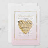Gouden Hart Blush Roze Ombre Verjaardag Kaart (Voorkant)