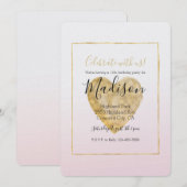 Gouden Hart Blush Roze Ombre Verjaardag Kaart (Voorkant / Achterkant)