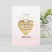 Gouden Hart Blush Roze Ombre Vrijgezellenfeest Kaart (Staand voorkant)