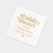 Gouden Hart Bruidsdouche Script Huwelijk Folie Servetten (Links)
