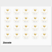 Gouden Hart Bruiloft Dank u Script Modern Ronde Sticker (Vel)