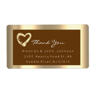 Gouden Hart Bruine Lijst Bruiloft Bruids RSVP Etiket