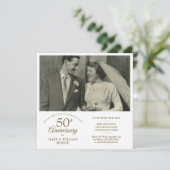 Gouden Hart Confetti Trouwfoto 50ste Verjaardag Kaart (Staand voorkant)