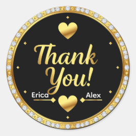 🖤 Gouden Hart Dank Je Trouwzegel ✨ Ronde Sticker