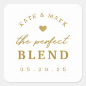Gouden Hart De Perfecte Blend Wedding Favoriet Vierkante Sticker (Voorkant)