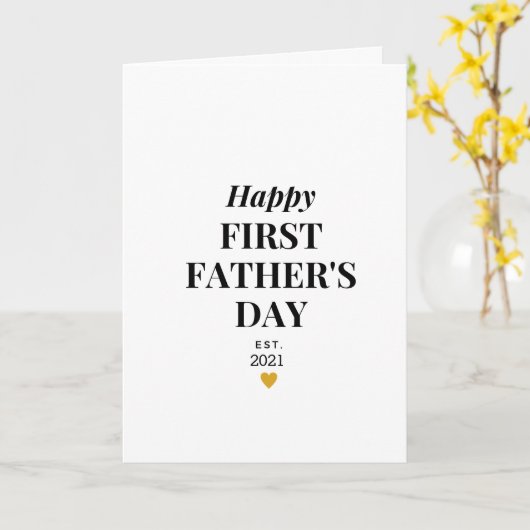 Gouden Hart Eerste Vaderdag Kaart (Gele Bloem)