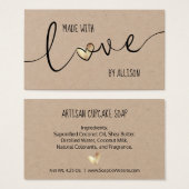 Gouden Hart Elegant Gemaakt Met Liefde Kraft Cadea Visitekaartje (Voorkant /achterkant)