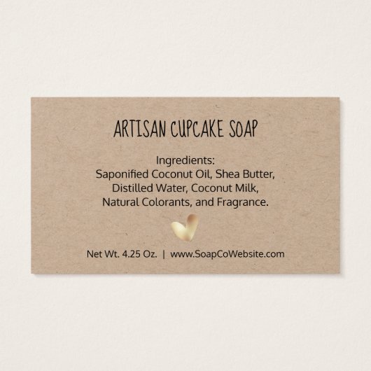 Gouden Hart Elegant Gemaakt Met Liefde Kraft Cadea Visitekaartje (Achterkant)