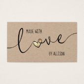 Gouden Hart Elegant Gemaakt Met Liefde Kraft Cadea Visitekaartje (Voorkant)