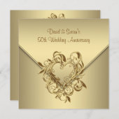 Gouden Hart Elegant Goud 50ste Huwelijksverjaardag Kaart (Voorkant / Achterkant)
