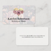 Gouden hart en bloemen visitekaartje (Voorkant / Achterkant)