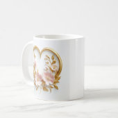 Gouden hart en delicate roze bloemen koffiemok (Voorkant links)