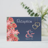 Gouden Hart en Koraal Bloemen - Ontvangst Kaart (Staand voorkant)