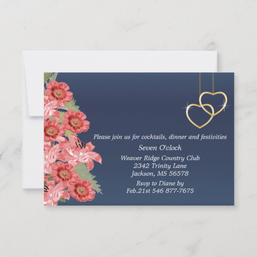 Gouden Hart en Koraal Bloemen - Ontvangst Kaart (Achterkant)