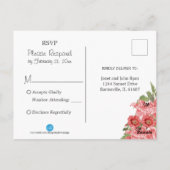 Gouden Hart en Koraal Bloemen - RSVP Briefkaart (Achterkant)