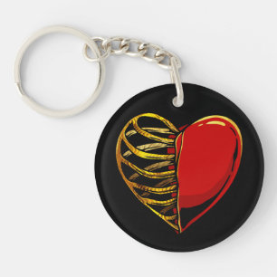 Gouden Hart en Ribbenkast Fusie Sleutelhanger