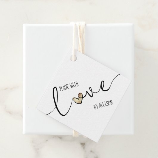 Gouden Hart en Typografie Gemaakt Met Liefde Gift Bedankjes Labels (In situ)